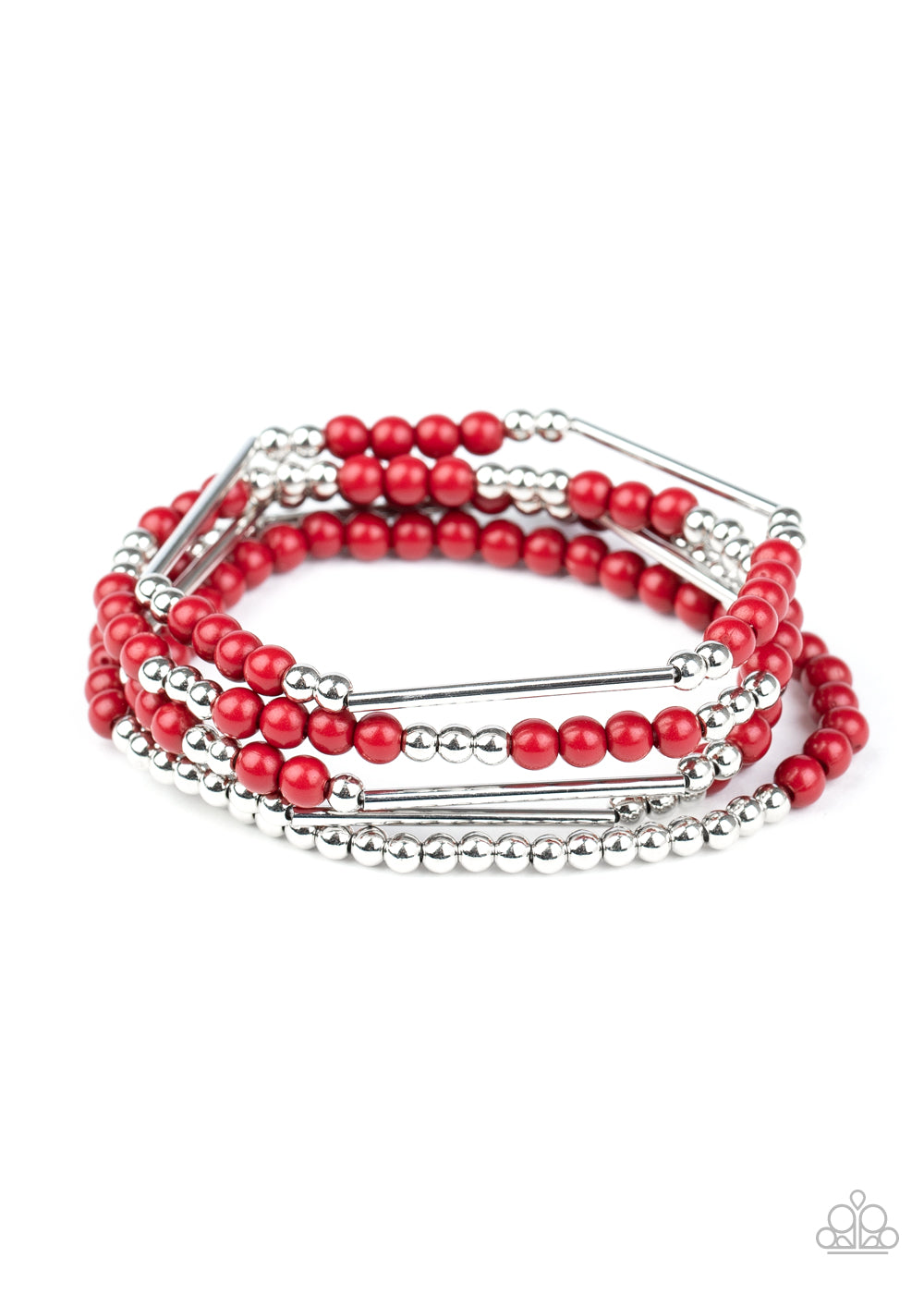 Paparazzi Accessories - BEAD Between The Lines - Red Bracelet - Alies Bling Bar