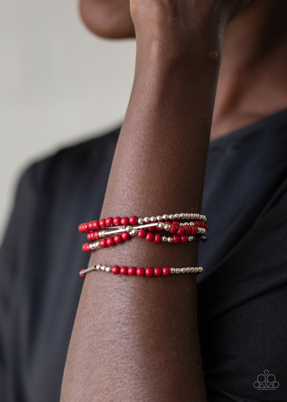 Paparazzi Accessories - BEAD Between The Lines - Red Bracelet - Alies Bling Bar