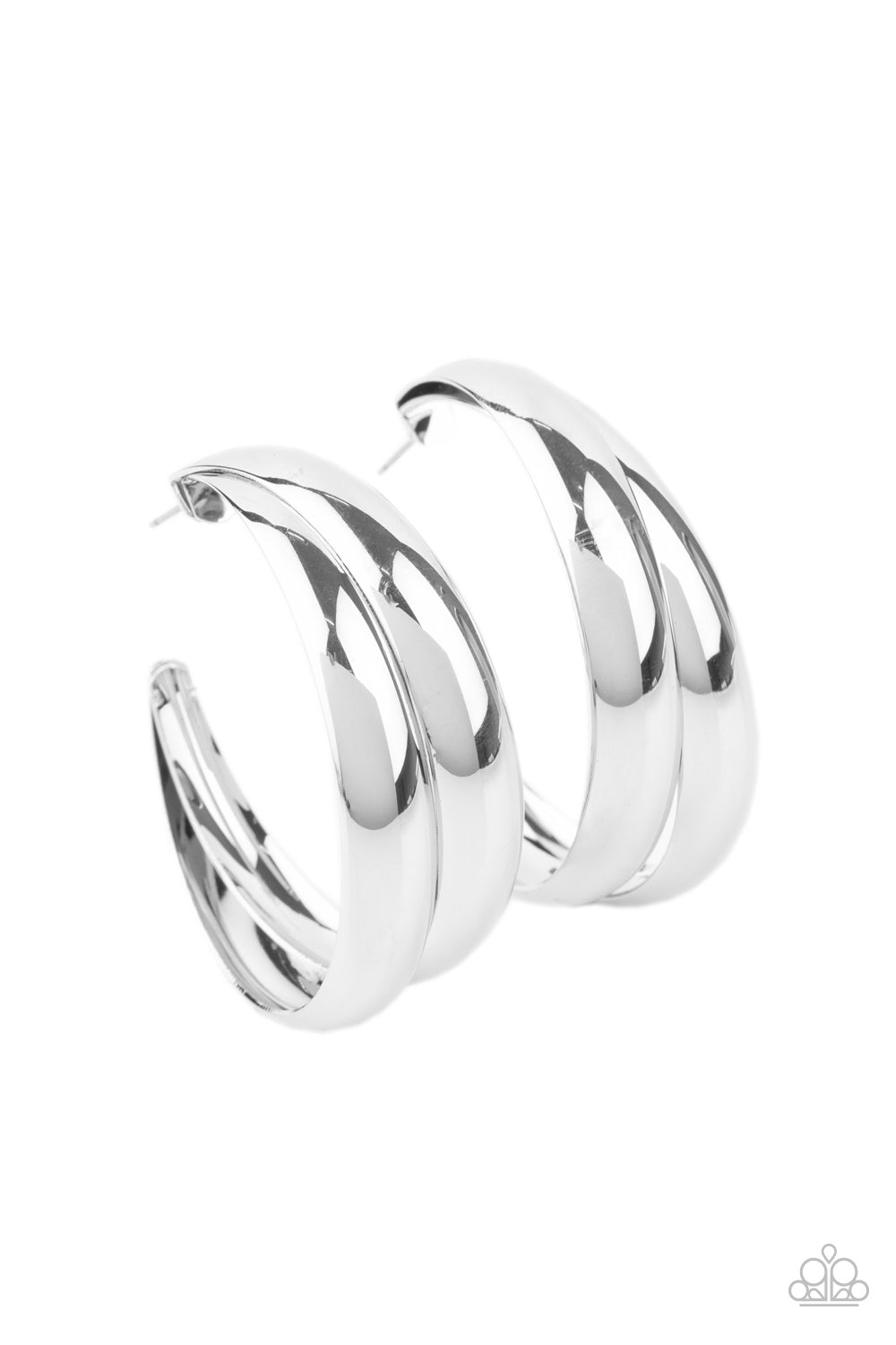 Paparazzi Accessories - Colossal Curves - Silver Earrings - Alies Bling Bar