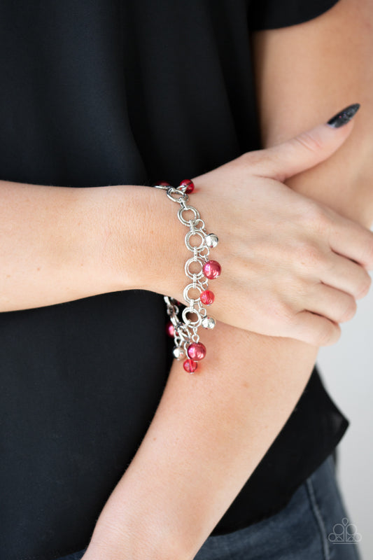 Paparazzi Accessories - Fancy Fascination - Red Bracelet - Alies Bling Bar