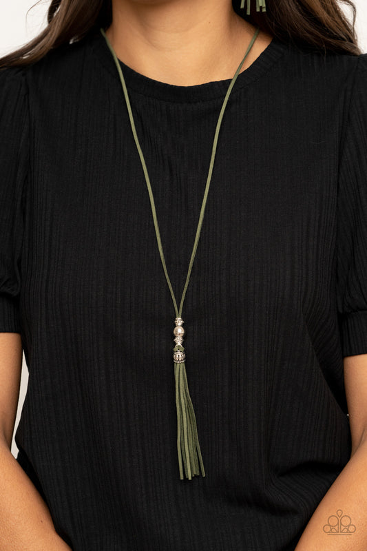 Paparazzi Accessories - Hold My Tassel - Green Necklace - Alies Bling Bar