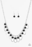 Paparazzi - Party Princess - Black Beads & Silver Chain Necklace - Alies Bling Bar