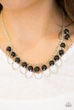 Paparazzi - Party Princess - Black Beads & Silver Chain Necklace - Alies Bling Bar