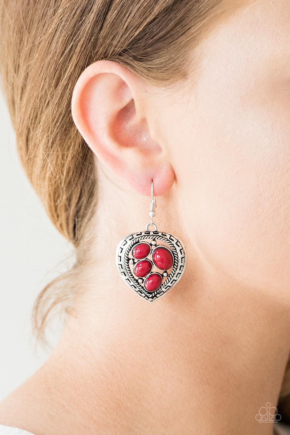 Paparazzi Accessories - Wild Heart Wonder - Red Earrings - Alies Bling Bar