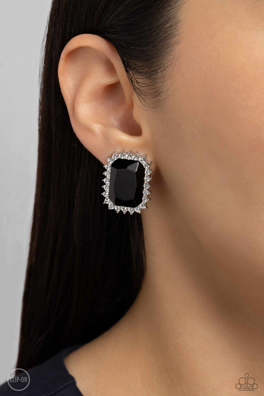 Insta Famous - Black Clip On Earrings - Paparazzi Accessories - Alies Bling Bar