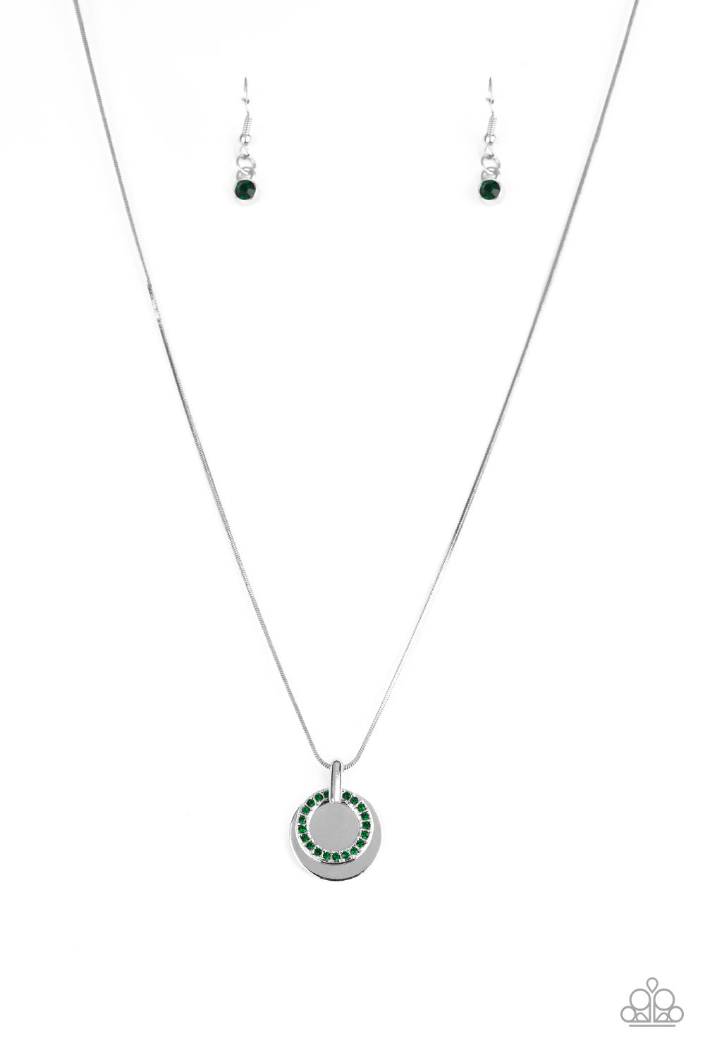 Paparazzi - Front and CENTERED - Green Necklace & Earrings - Alies Bling Bar