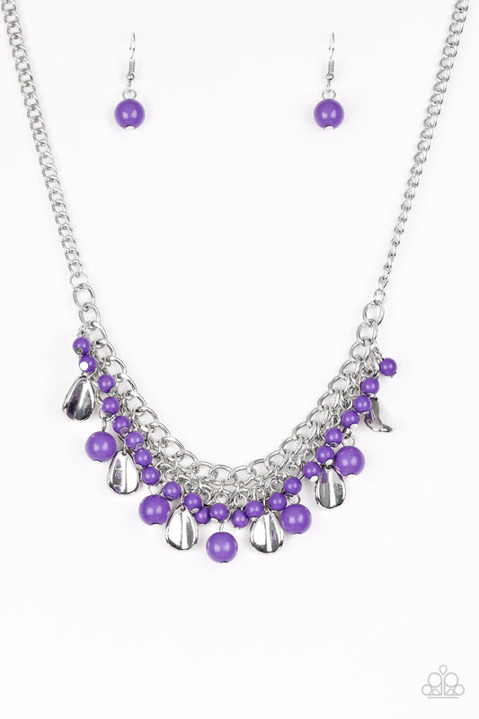 Paparazzi - Summer Showdown - Purple Necklace & Earrings - Alies Bling Bar