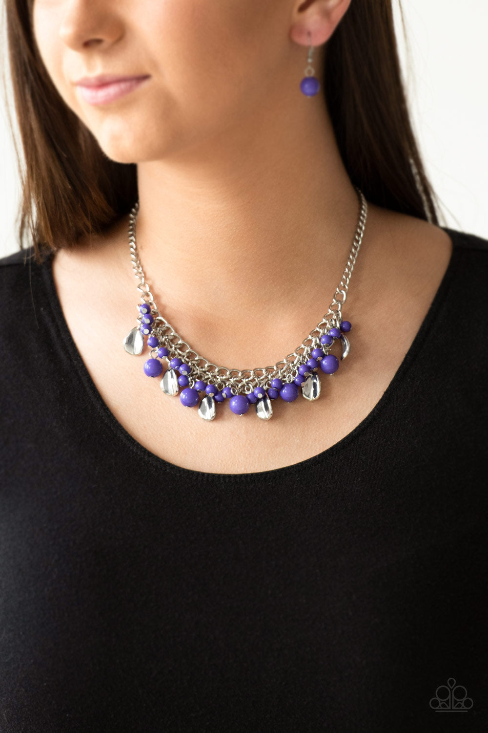 Paparazzi - Summer Showdown - Purple Necklace & Earrings - Alies Bling Bar