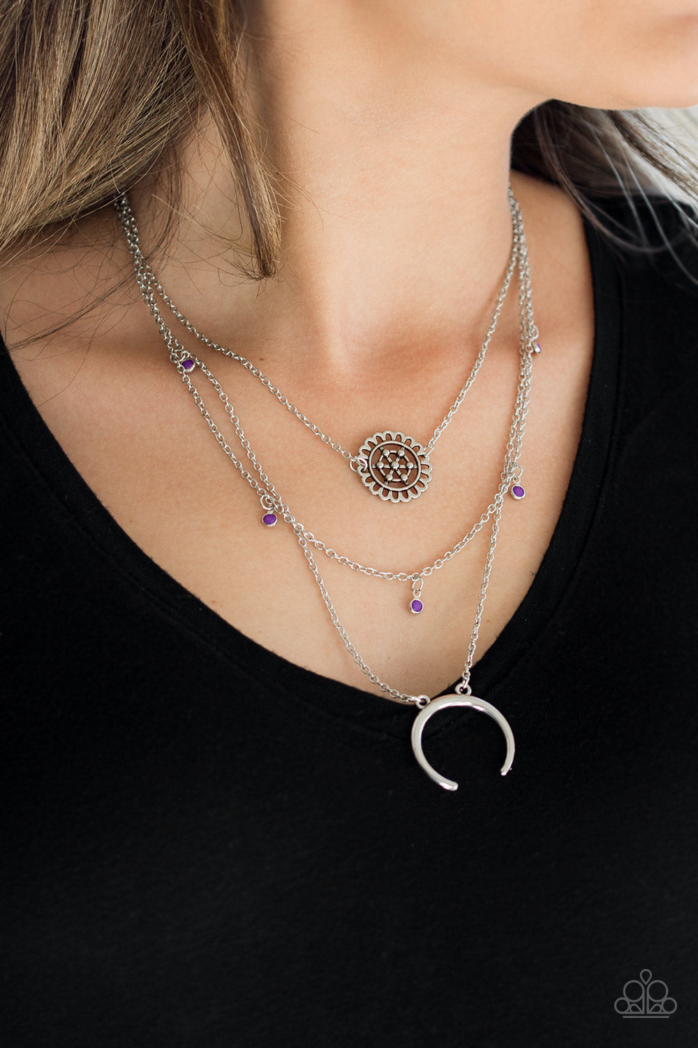 Paparazzi - Lunar Lotus - Purple Necklace - Alie's Bling Bar