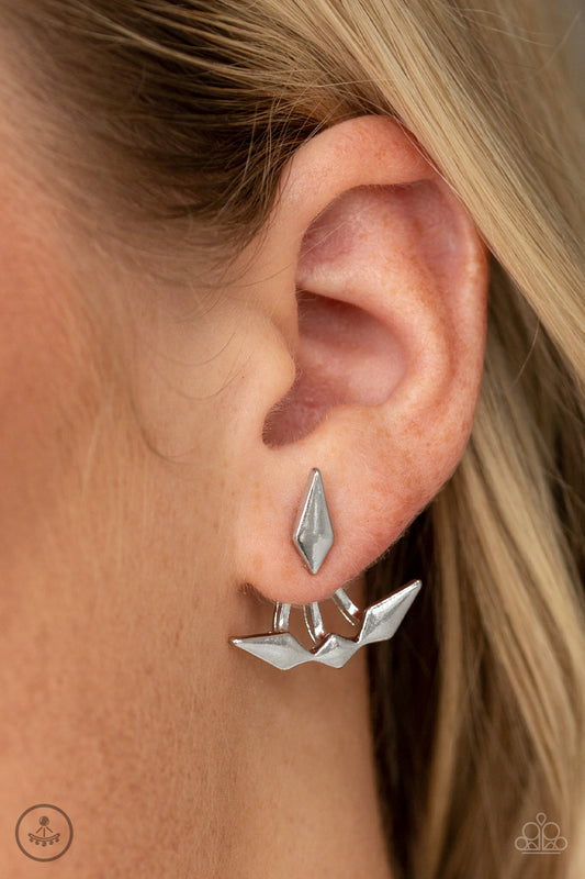 Paparazzi - Metal Origami - Silver Earrings - Alies Bling Bar