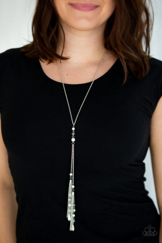 Paparazzi Accessories - Timeless Tassels - White Necklace - Alies Bling Bar