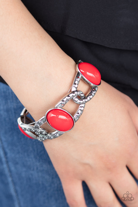 Paparazzi Dreamy Gleam - Red Stretchy Bracelet - Alies Bling Bar