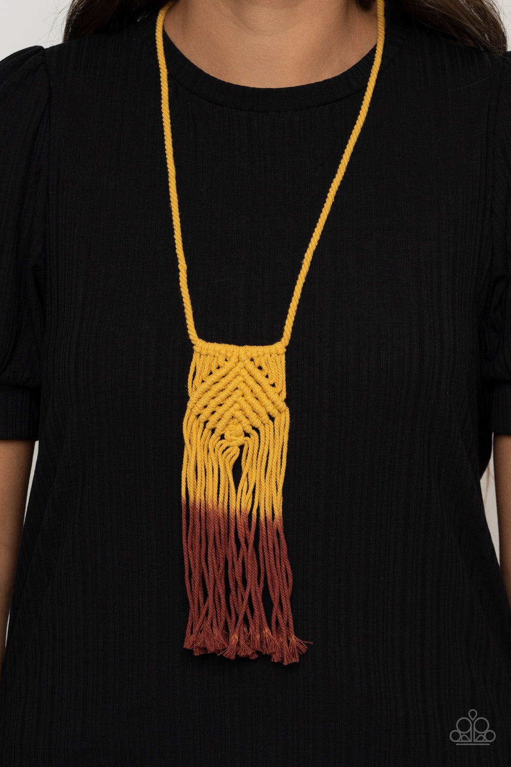 Paparazzi Accessories - Look At MACRAME Now - Yellow Necklace - Alies Bling Bar
