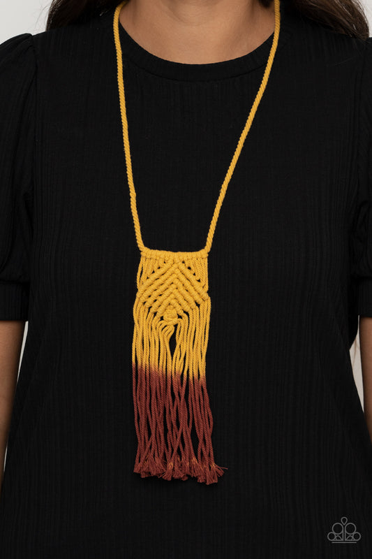 Paparazzi Accessories - Look At MACRAME Now - Yellow Necklace - Alies Bling Bar
