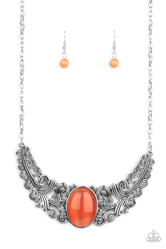 Paparazzi - Celestial Eden - Orange Necklace & Earrings