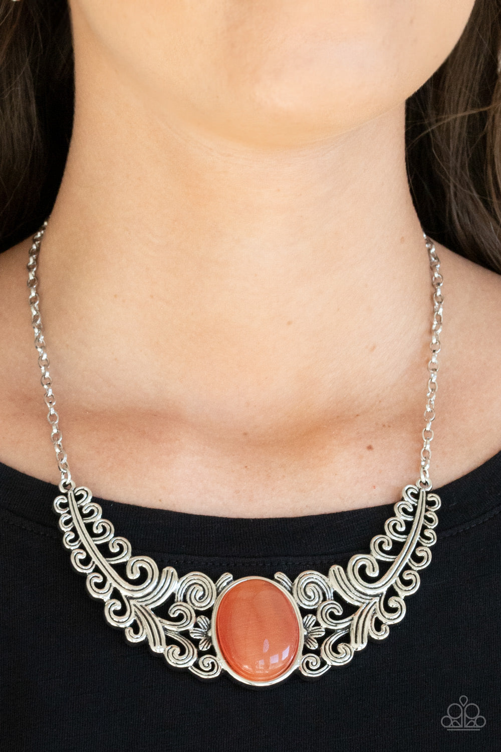 Paparazzi - Celestial Eden - Orange Necklace & Earrings