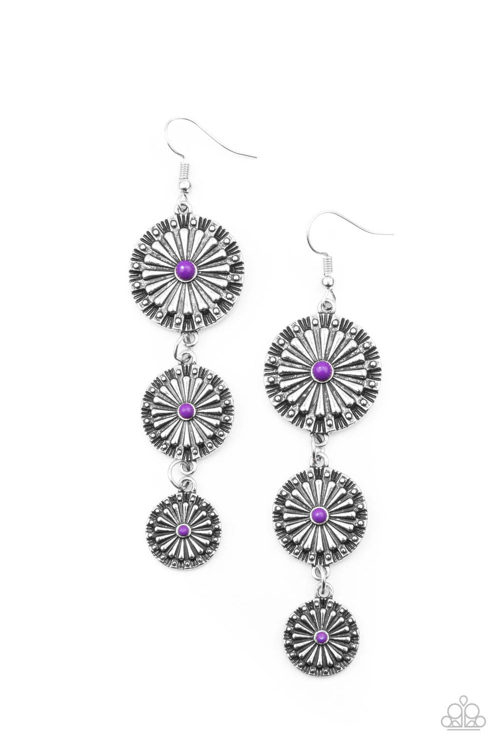 Paparazzi - Festively Floral - Purple Floral Earring - Alies Bling Bar