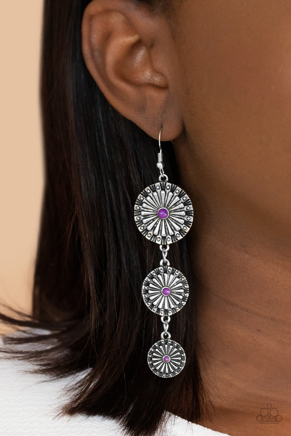 Paparazzi - Festively Floral - Purple Floral Earring - Alies Bling Bar