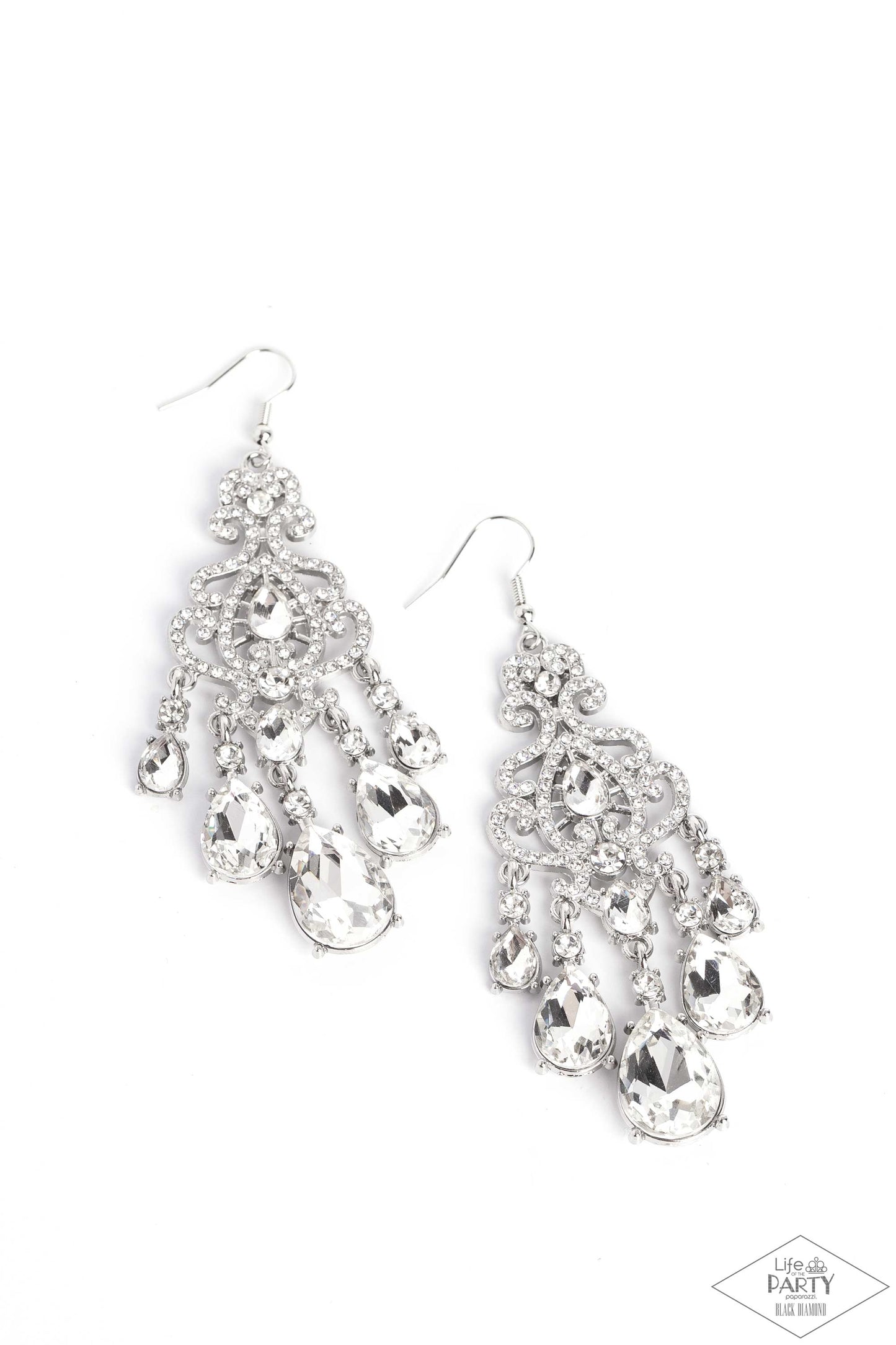 Queen Of All Things Sparkly - White Earrings - Paparazzi Accessories - Alies Bling Bar