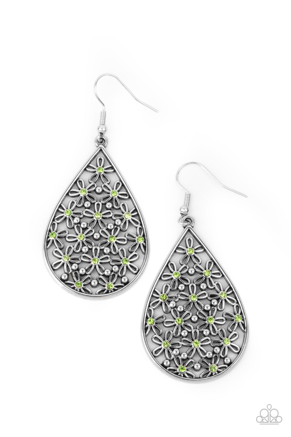 Paparazzi - Tick, Tick, BLOOM! - Green Earrings - Alies Bling Bar