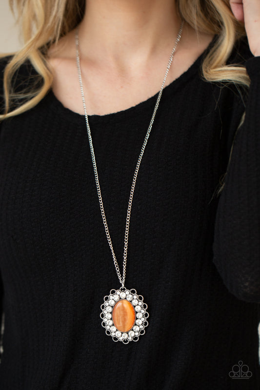 Paparazzi -Oh My Medallion - Orange Necklace - Alies Bling Bar