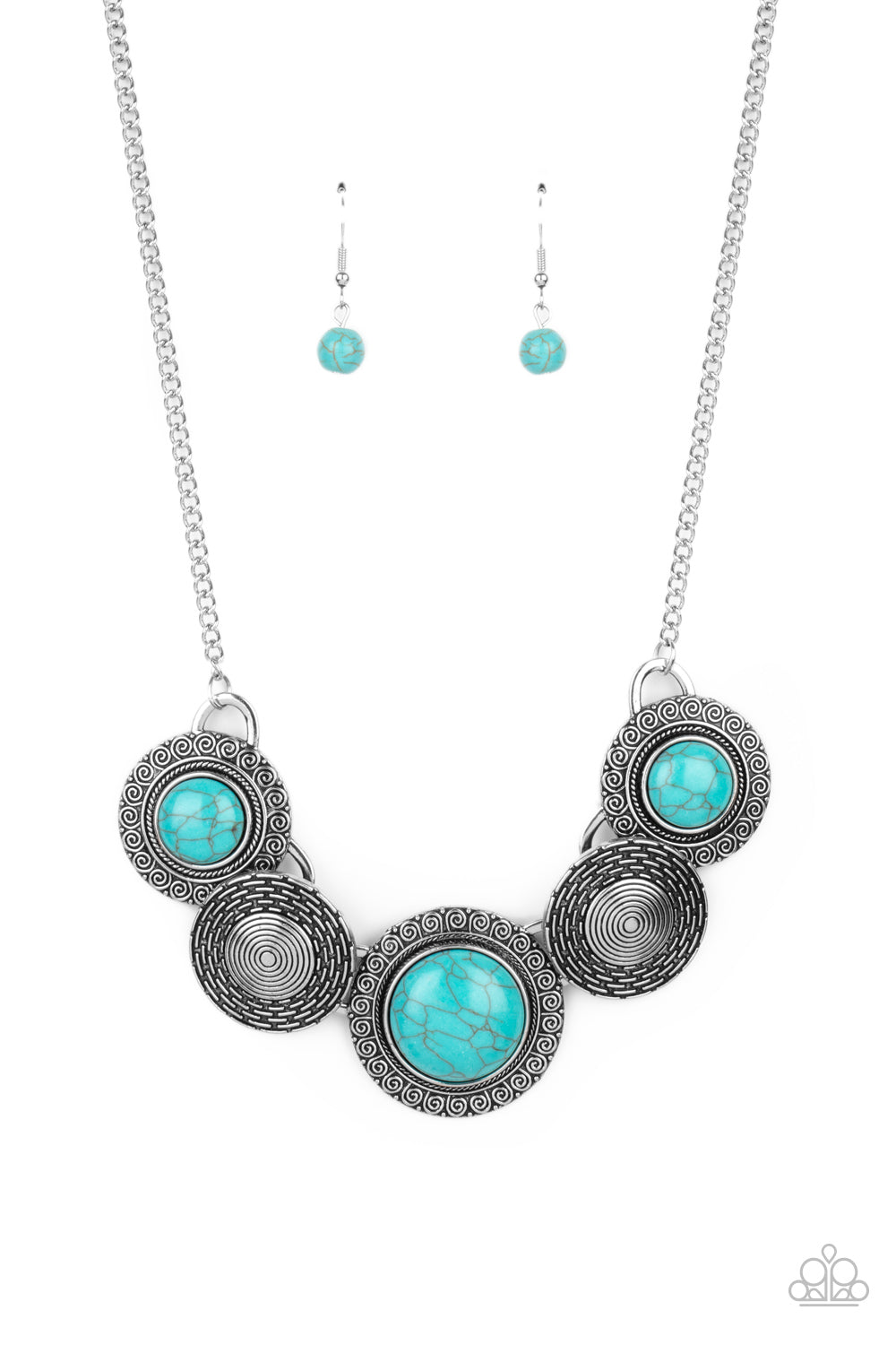 Paparazzi -   Canyon Cottage - Blue Necklace & Earrings - Alies Bling Bar