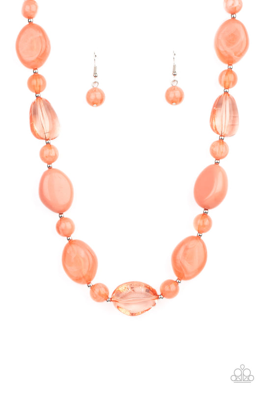 Paparazzi - Staycation Stunner - Orange Necklace & Earrings
