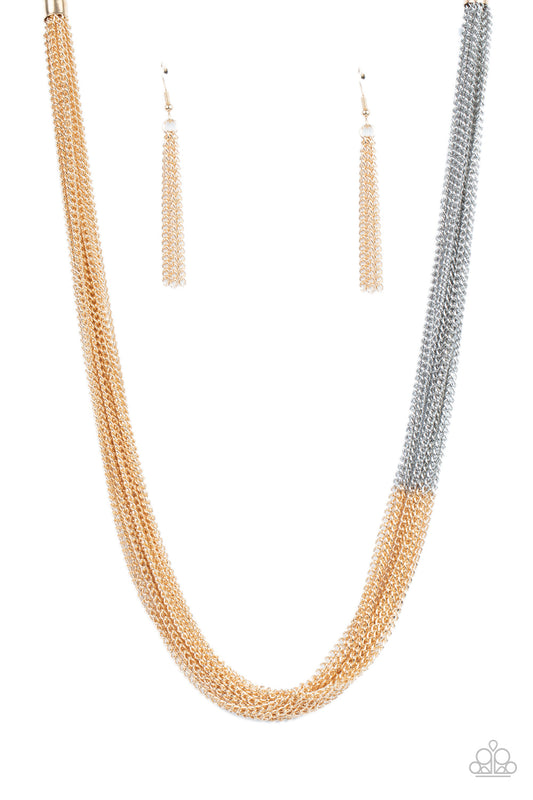 Paparazzi - Metallic Merger - Gold Necklace & Earrings - Alies Bling Bar