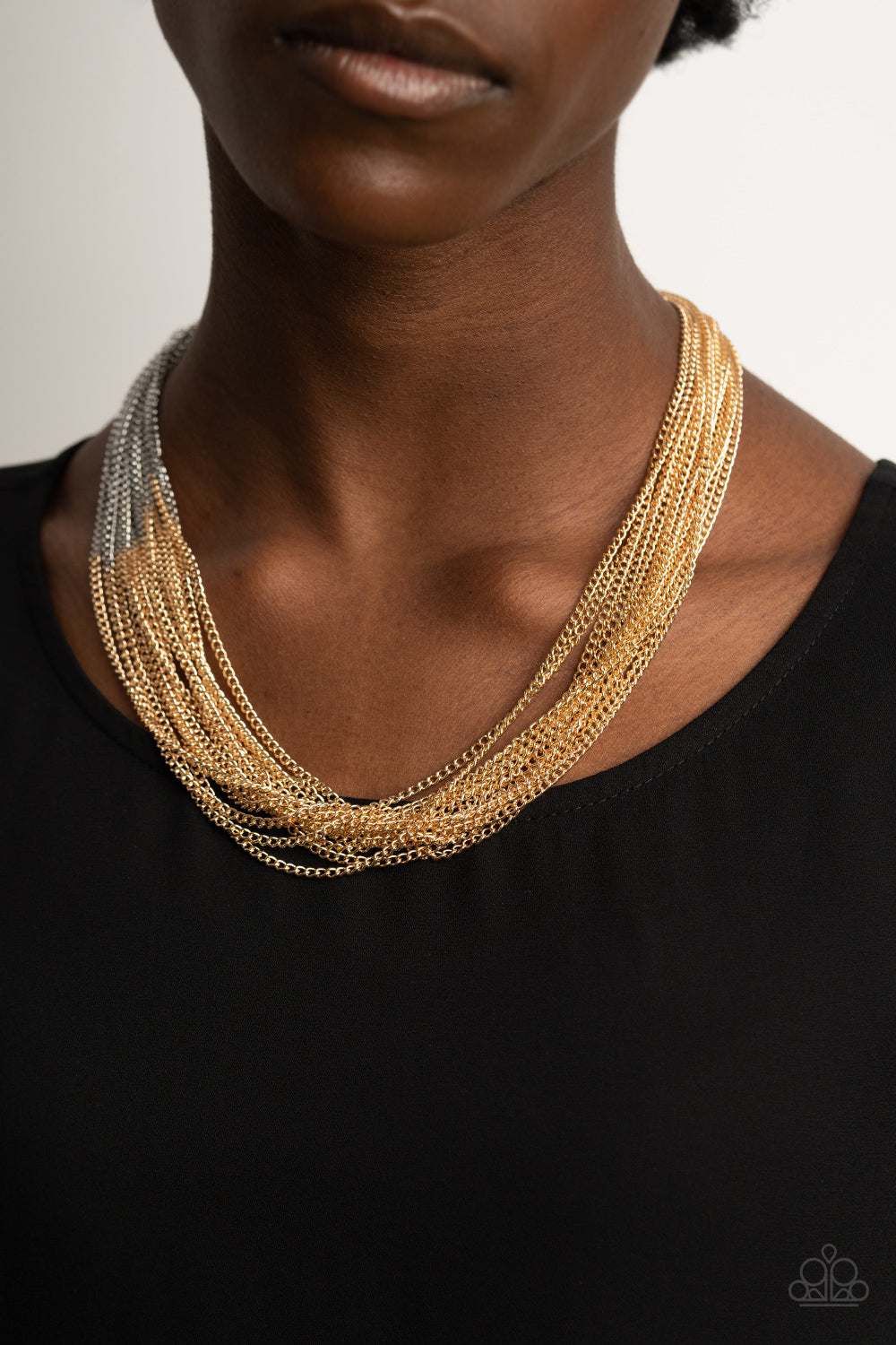Paparazzi - Metallic Merger - Gold Necklace & Earrings