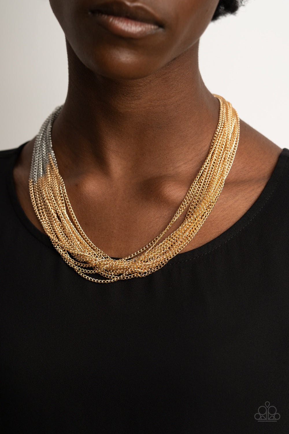 Paparazzi - Metallic Merger - Gold Necklace & Earrings - Alies Bling Bar