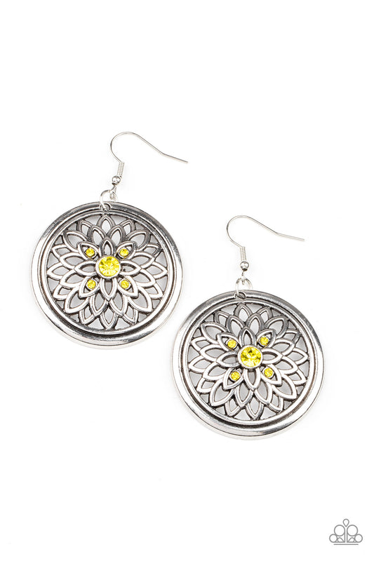 Paparazzi - Mega Medallions - Yellow Earrings - Alies Bling Bar