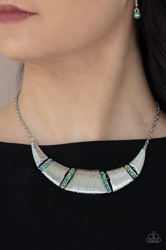 Paparazzi - Going Through Phases - Multi  Iridescent Necklace- Alies Bling Bar