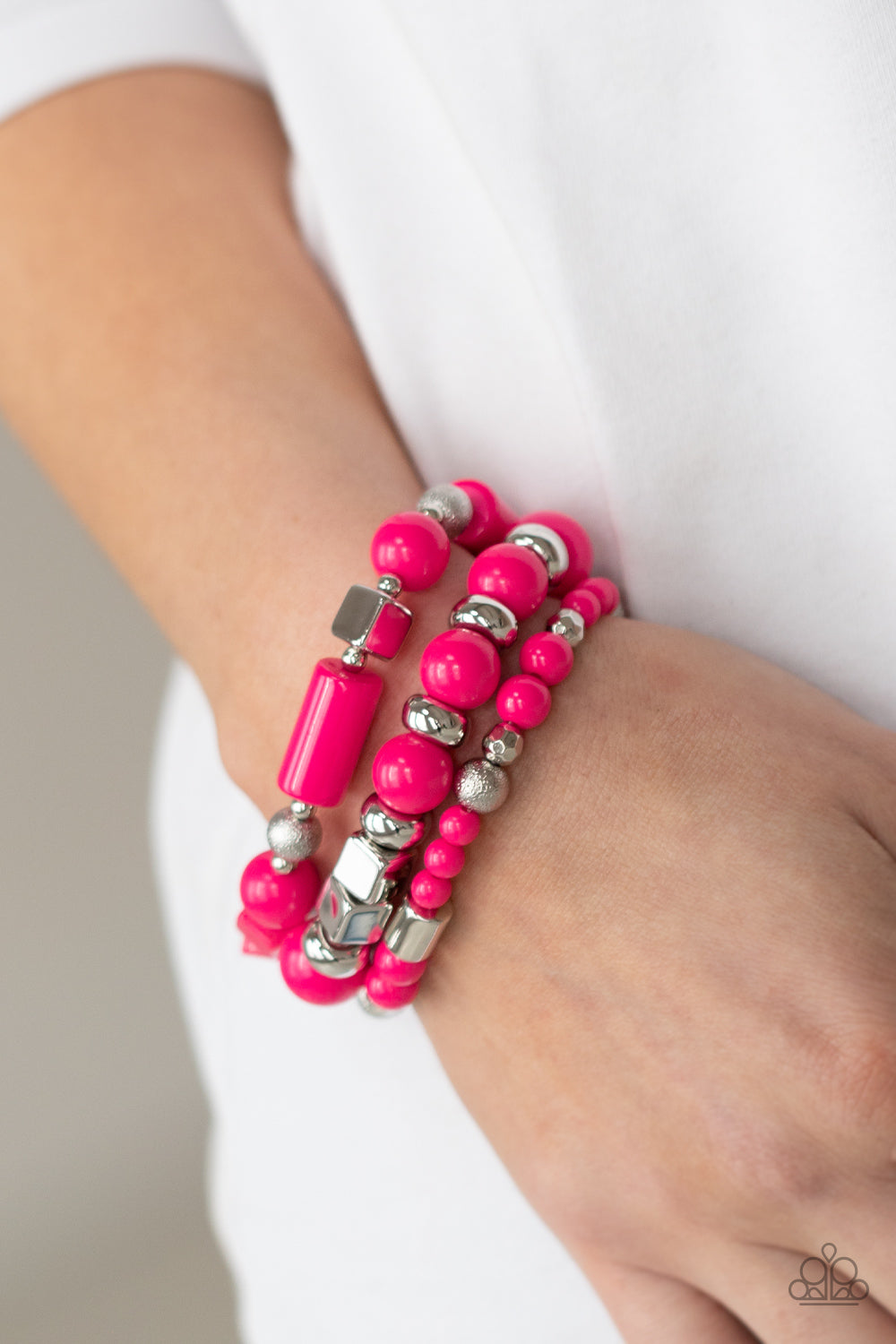 Perfectly Prismatic - Pink Bracelet - Paparazzi Accessories - Alies Bling Bar