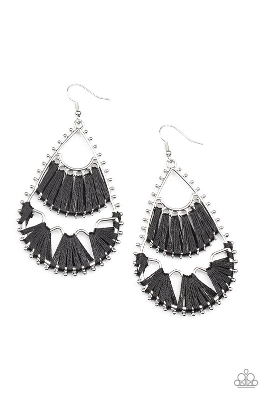 Paparazzi - Samba Scene - Black Earrings - Alies Bling Bar