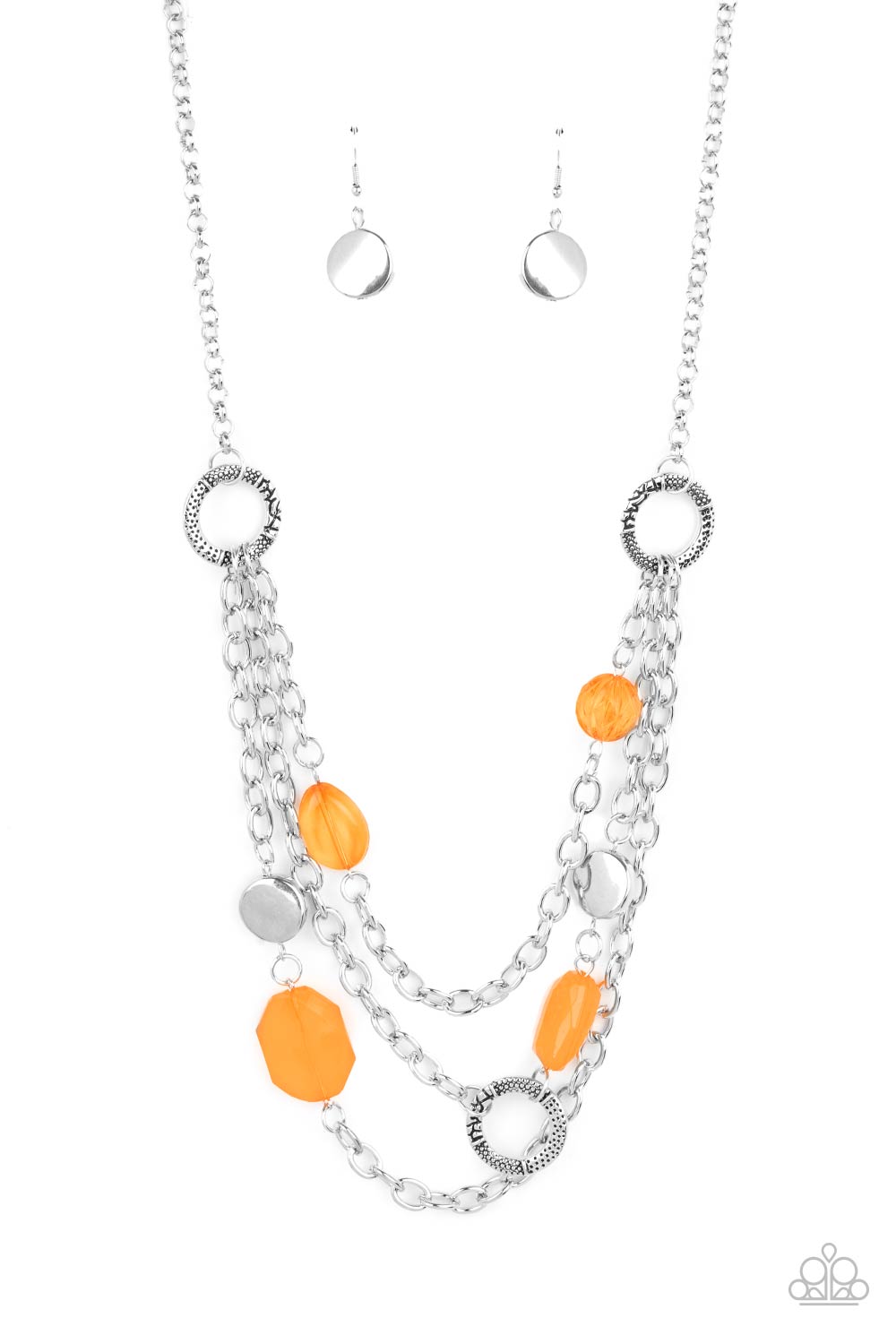 Paparazzi - Oceanside Spa - Orange Necklace & Earrings - Alies Bling Bar