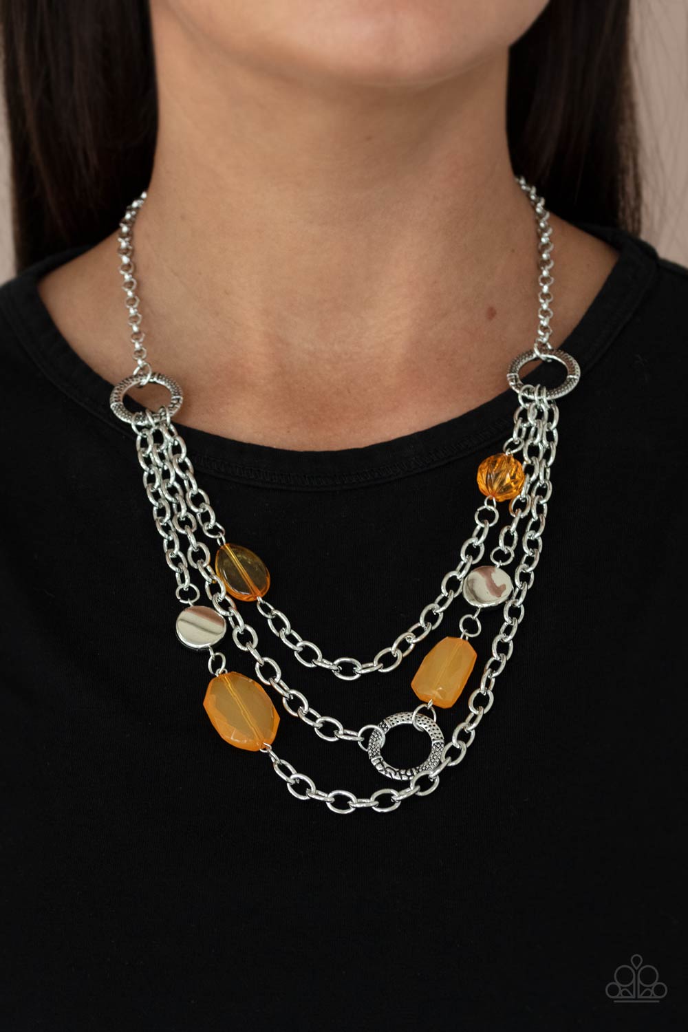 Paparazzi - Oceanside Spa - Orange Necklace & Earrings - Alies Bling Bar
