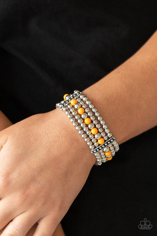 Gloss Over The Details - Orange Bracelet - Paparazzi Accessories - Alies Bling Bar
