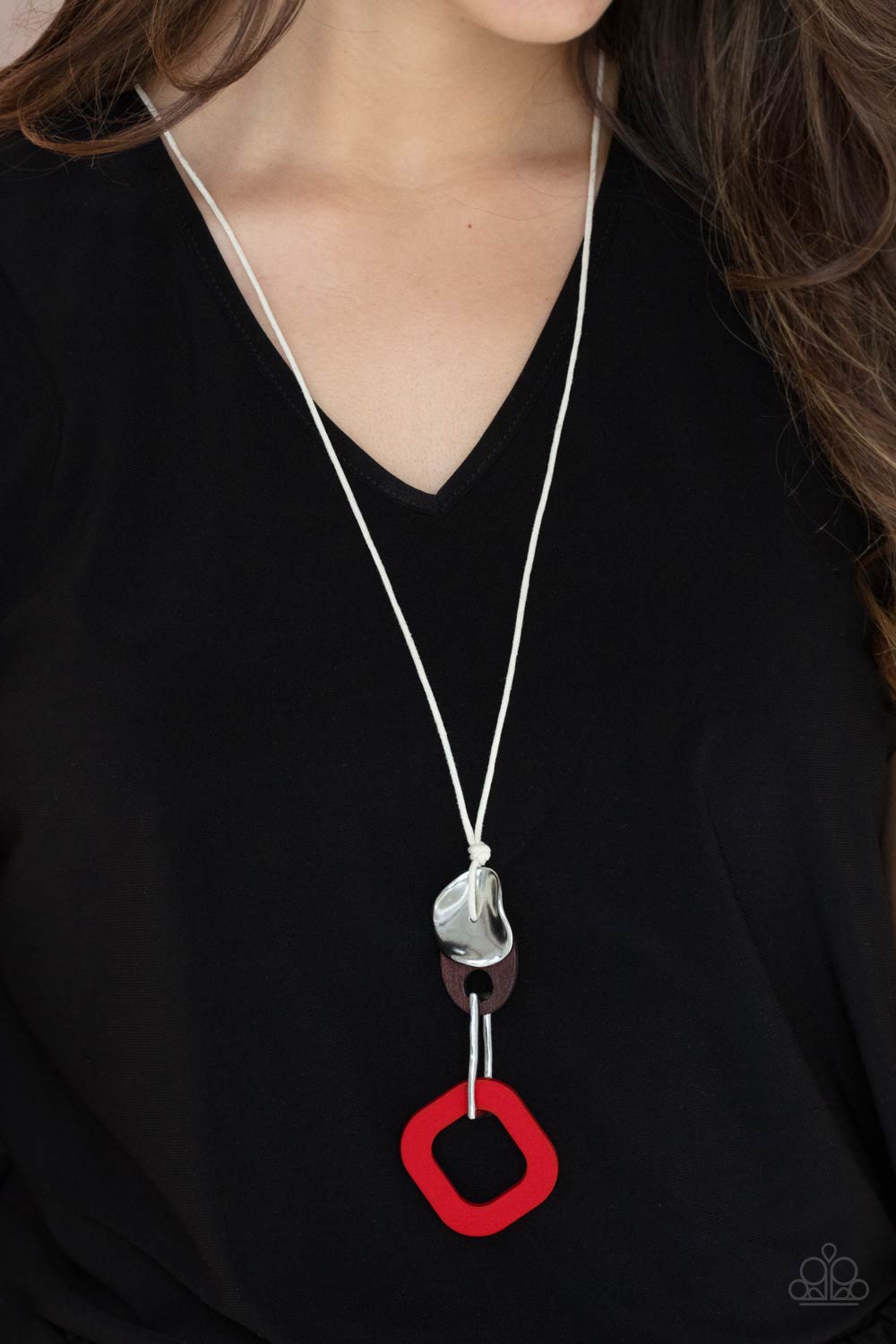 Paparazzi - Top Of The WOOD Chain - Red Necklace - Alies Bling Bar