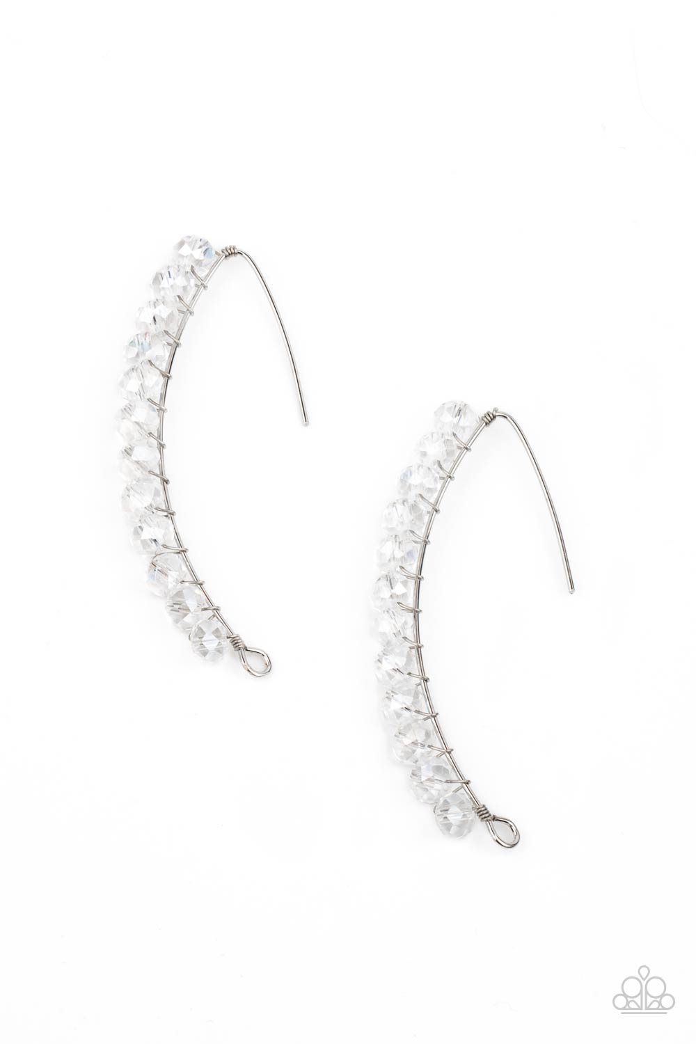 Paparazzi - GLOW Hanging Fruit - White Iridescent Earrings - Alies Bling Bar