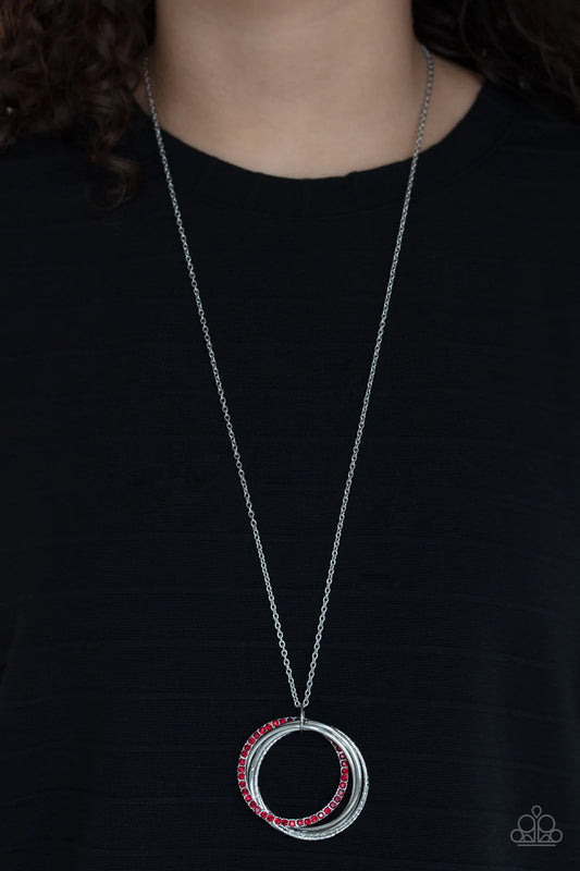 Harmonic Halos - Red Necklace - Paparazzi Accessories - Alies Bling Bar