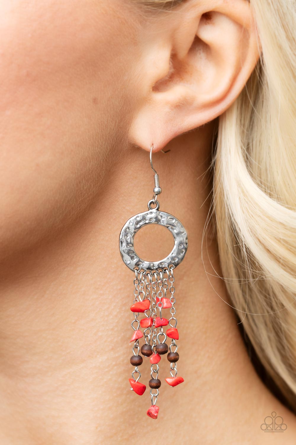 Paparazzi - Primal Prestige - Red Earrings - Alies Bling Bar