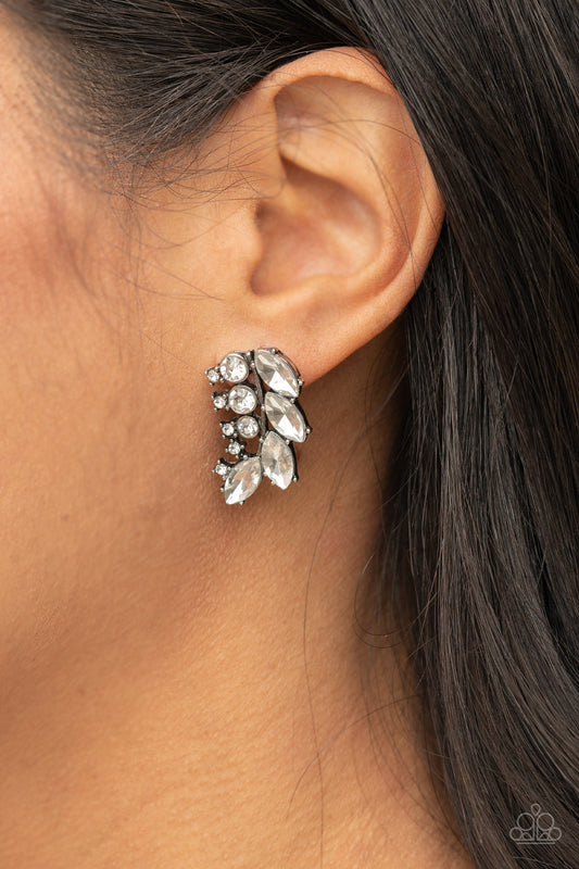 Paparazzi - Flawless Fronds - White Post Earrings - Alies Bling Bar