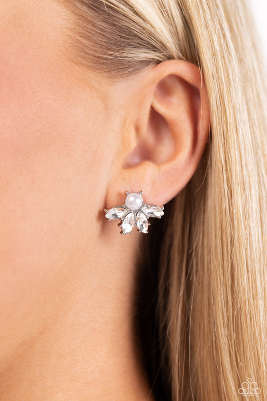 Stellar Showcase - White Earrings - Paparazzi Accessories - Alies Bling Bar