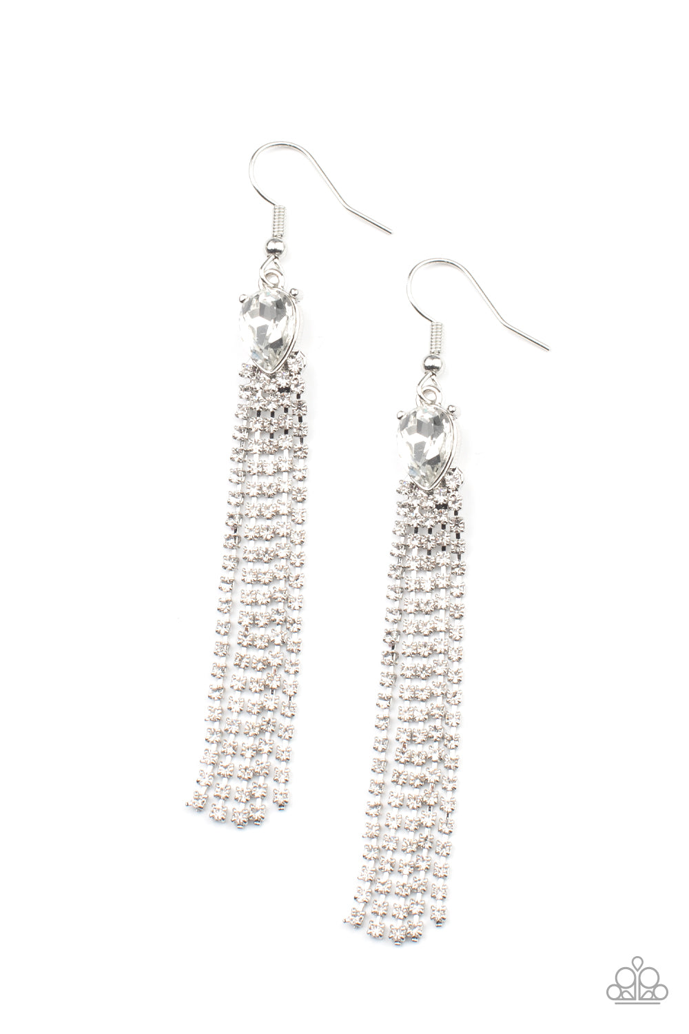 Paparazzi - Drop-Dead Dainty - White  Earrings - Alies Bling Bar