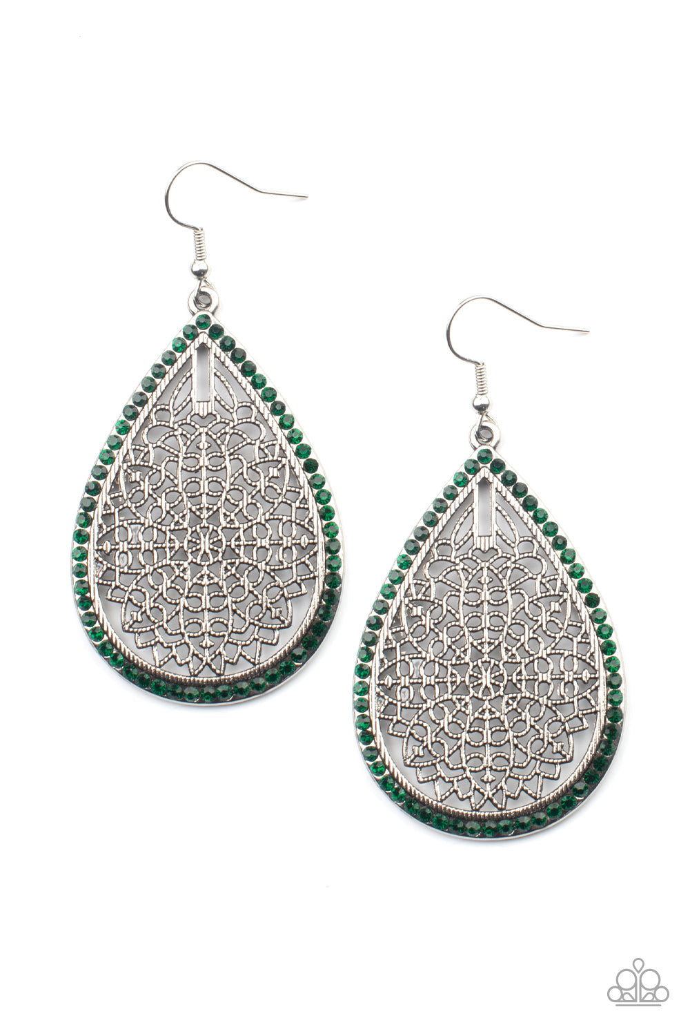 Fleur de Fantasy - Green Earrings - Paparazzi Accessories - Alies Bling Bar