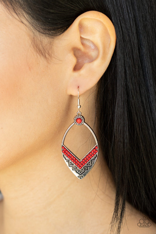 Indigenous Intentions - Red Earrings- Paparazzi Accessories - Alies Bling Bar