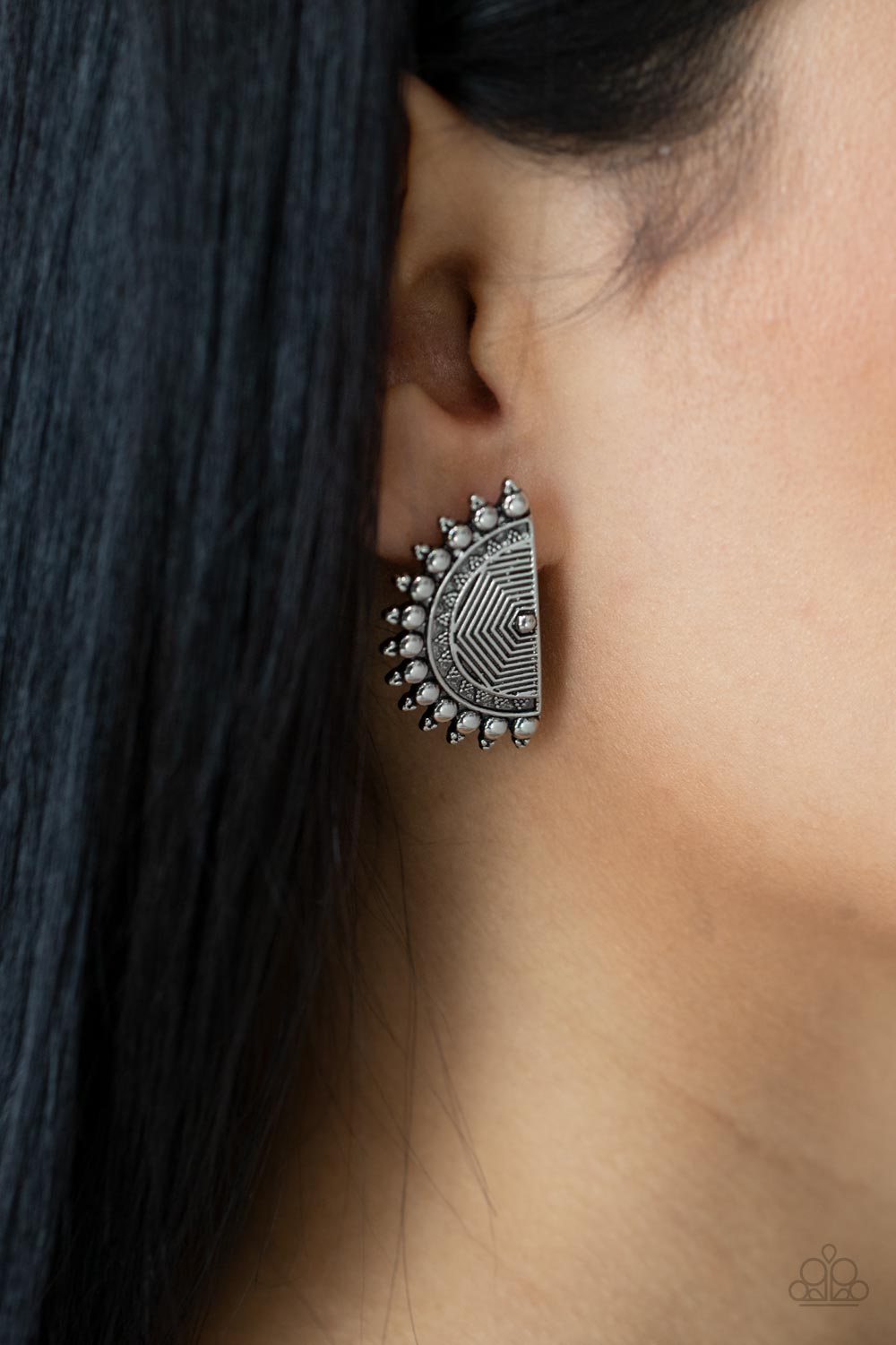 Fiercely Fanned Out - Silver Earrings - Paparazzi Accessories - Alies Bling Bar