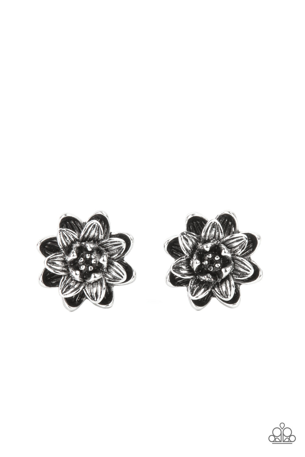 Paparazzi - Water Lily Love - Silver Flower Earrings
