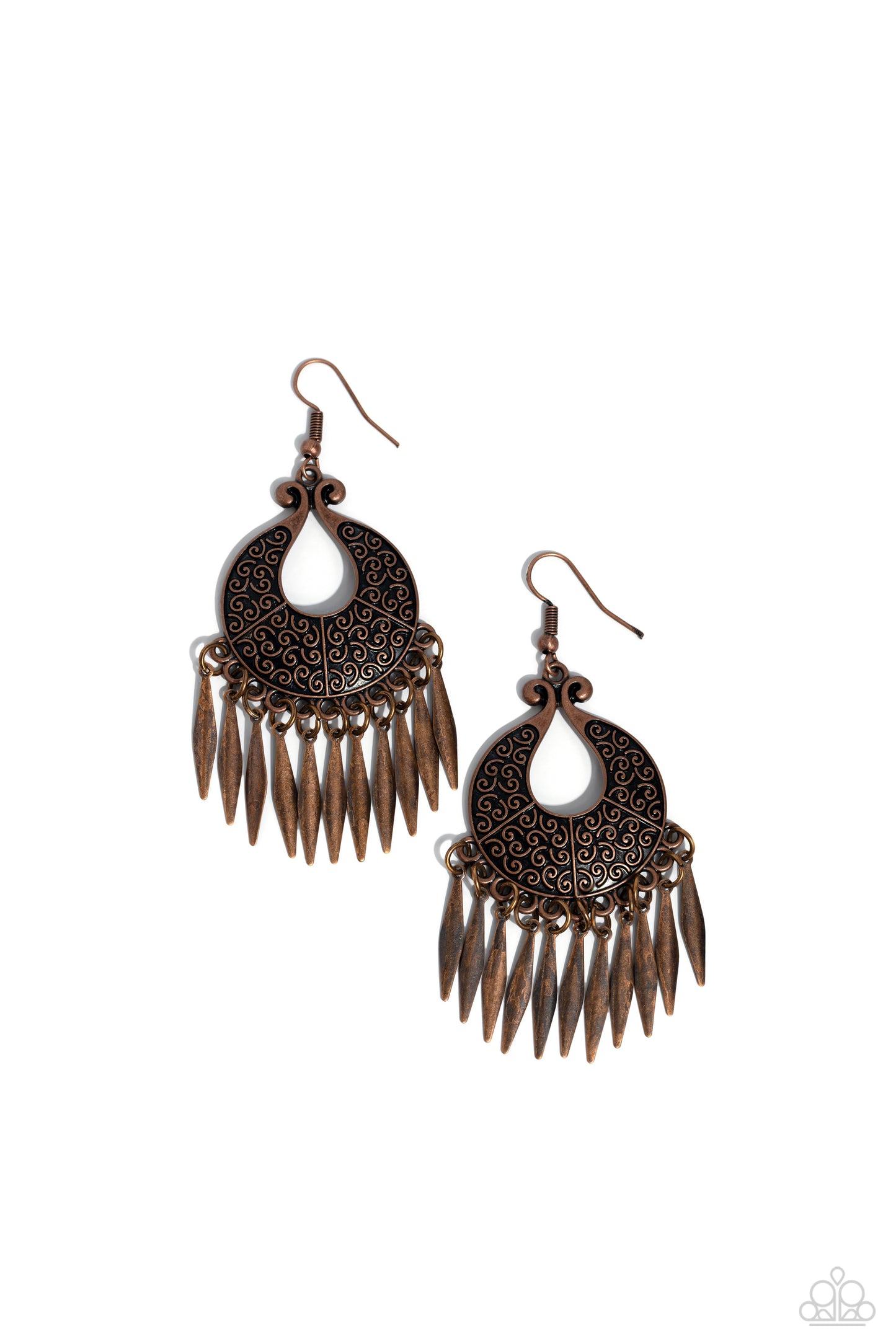 Tribal Charm - Copper Earrings - Paparazzi Accessories - Alies Bling Bar