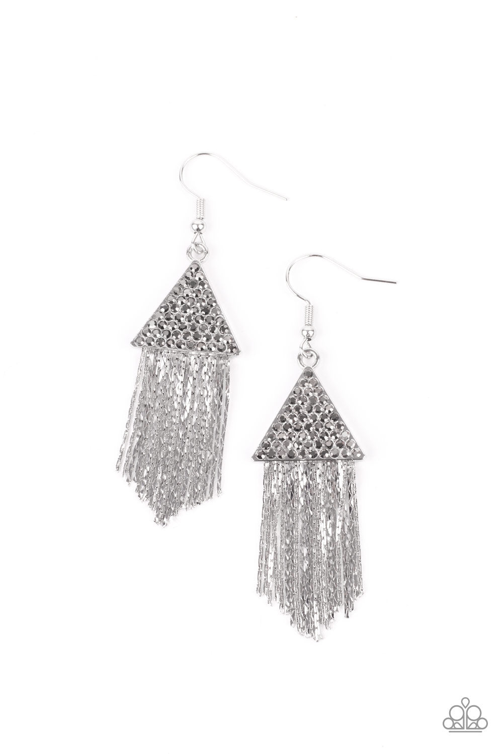 Paparazzi -  Pyramid SHEEN - Silver Earrings - Alies Bling Bar